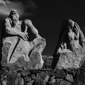 Recently carved statues of legendary Island founders Hotu Matua and Vakai-a-hiva